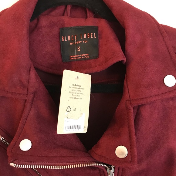 Belted Maroon Moto Jacket - Picture 3 of 3